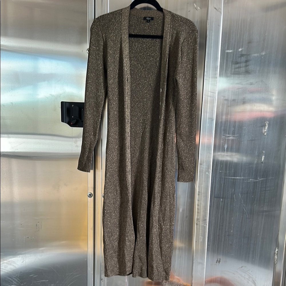 Rails Gold Long Metallic ribbed Cardigan/sweater dress Lorraine
